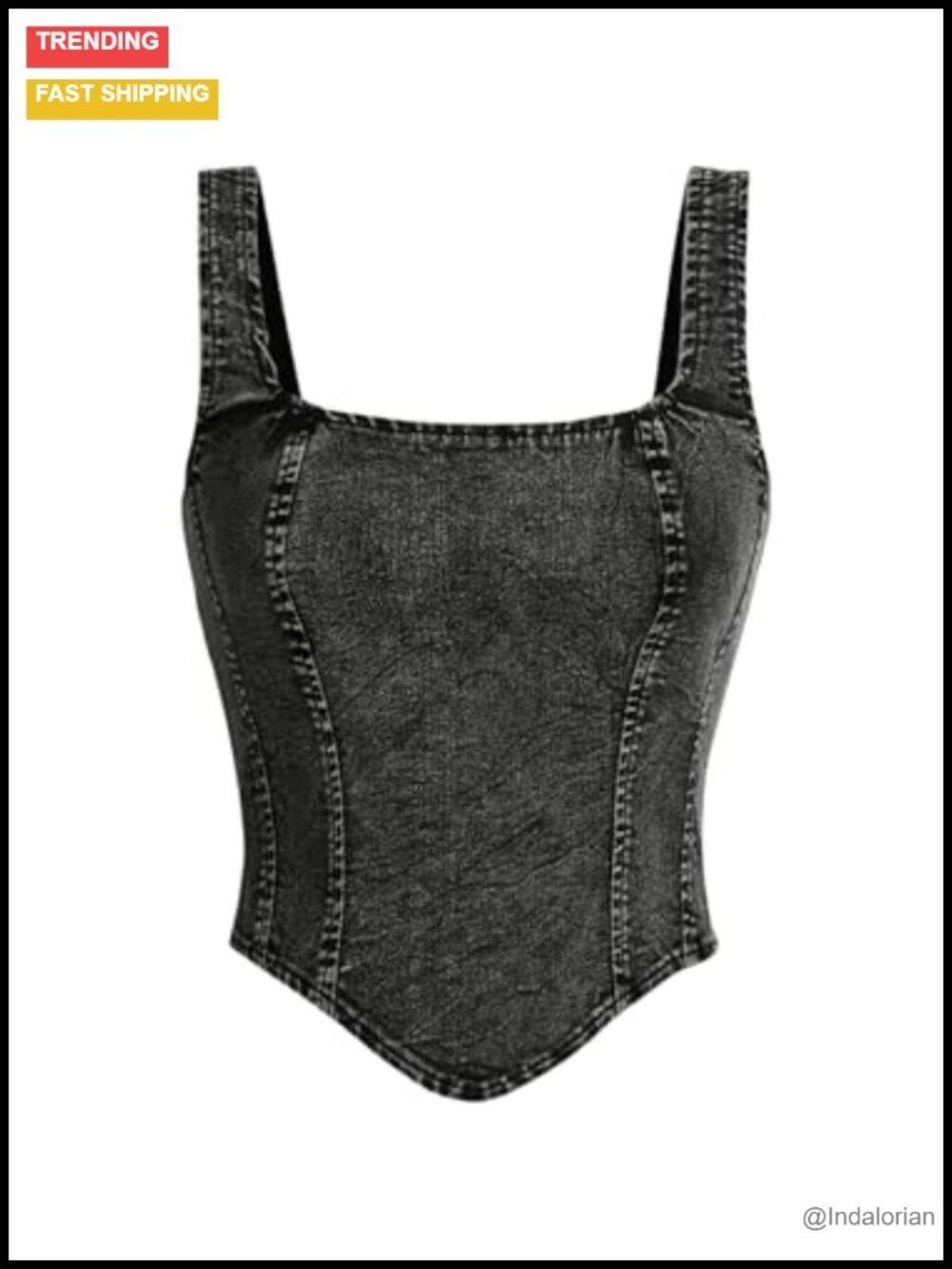 Sleeveless Asymmetrical Hem Square Neck Denim Tank Top